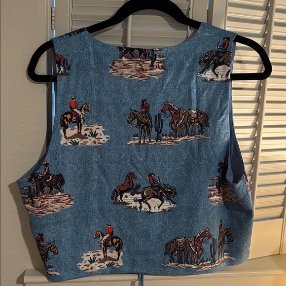 Blue Western Print Vest - Picture 3 of 4